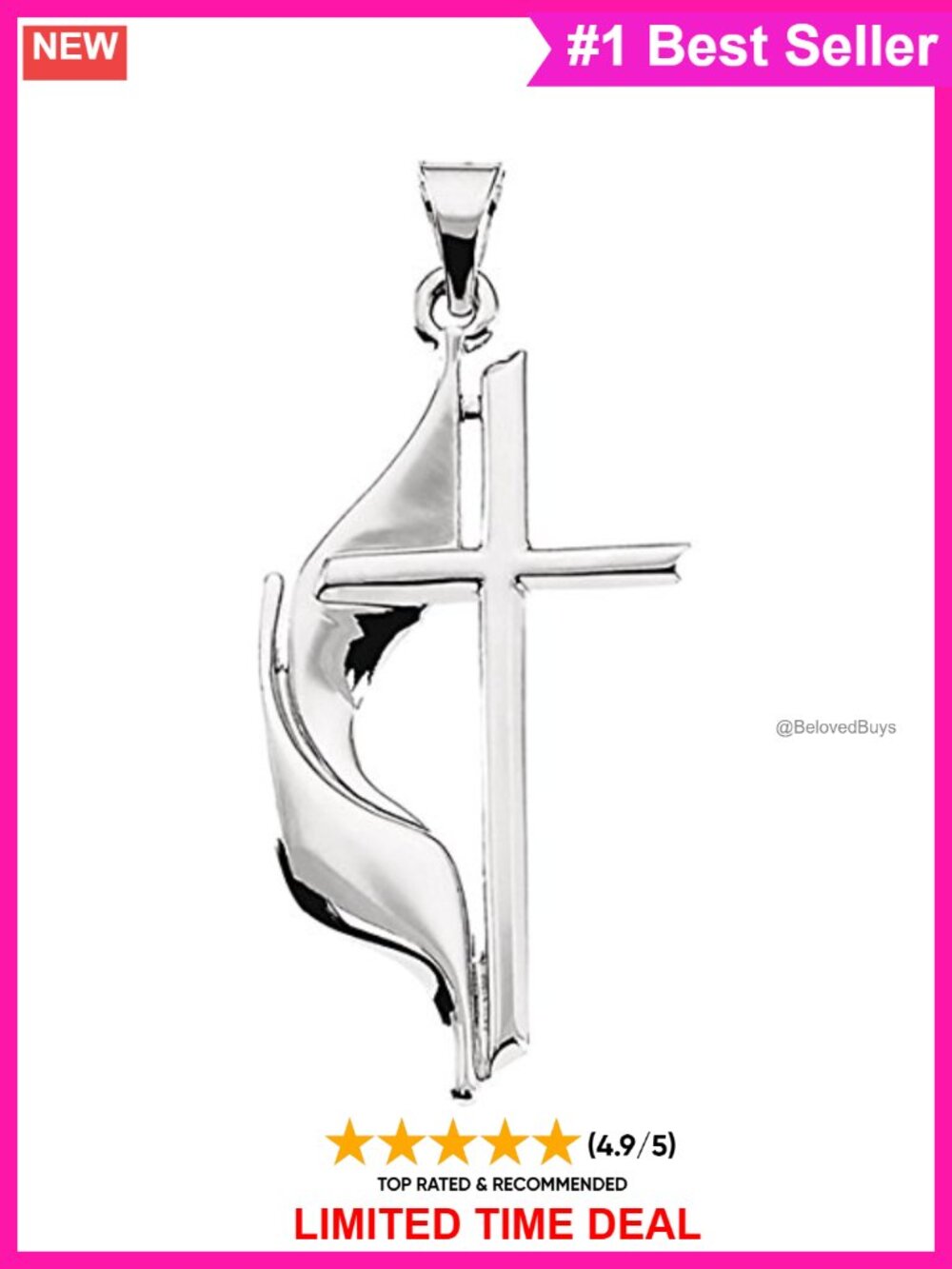 Sterling Silver Methodist Cross Pendant 19x10mm Necklace Charm